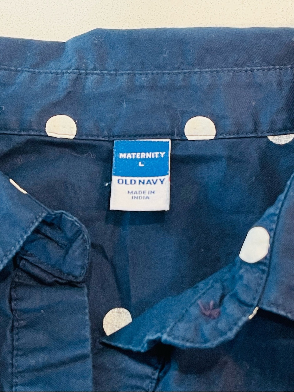 Old Navy Navy Blue Polka Dot Maternity Dress Size Large - Picture 5 of 9